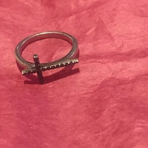 Cross Ring 1/8 ct tw Black Diamonds/Silver.